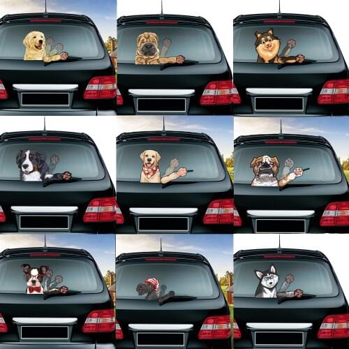 New Car Styling Lovely Beagle Dog Waving Wiper Decals PVC Rear Window Wiper Sticker Rear Windshield Car Stickers Auto Decoration