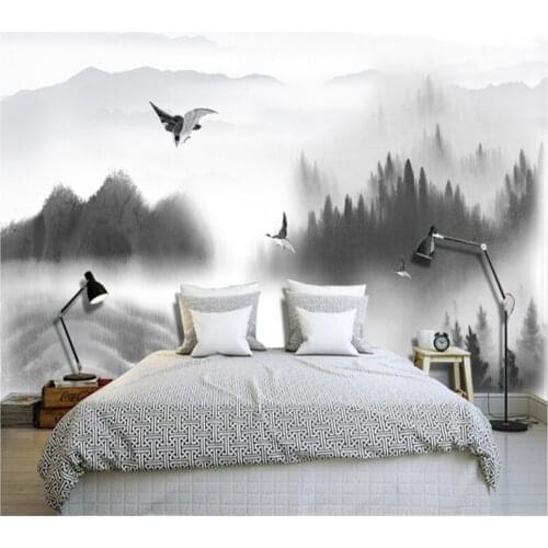 Wallpapers Youman Custom Home Decor 3D Stereoscopic Mountain White and Black Minimalism Wall Paper Modern Bedroom Living Room