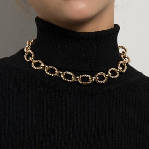 Punk Hiphop Style Chunky Thick Chain Choker Necklace for Women Vintage Geometric Clavicle Necklace Chocker Colar Jewelry Gift