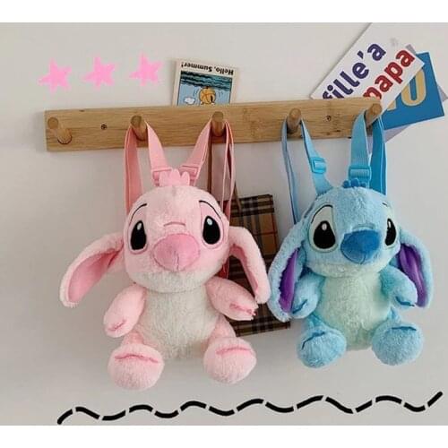 Disney Stitch Plush Backpack Anime Figure Stuffed Doll Kawaii Stitch Toys Childrens Girls Boys Knapsack Kindergarten School Bag