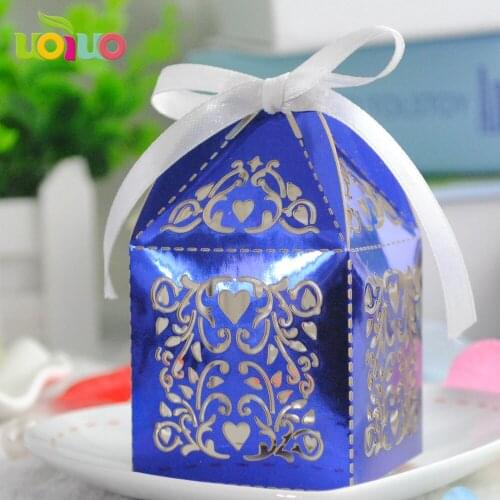 Hot wedding favors box royal blue souvenir candy gift box wholesale made in china