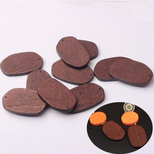 Natural Wooden Geometric Oval Shape Charms Pendant 24*39MM 6pcs/lot For DIY Fashion Earrings Making Accessories