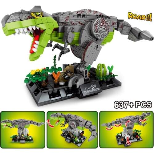 Movable Tyrannosaurus 637pcs Jurassic World Dinosaur Dion DIY Model Building Blocks Bricks Enlighten Toys For Kid Children Gifts