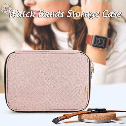 Durable Watchband Storage Box Bracelet Holder Bag Watch Band Organizer Pouch Accessories for Apple Watch Straps Blue/Pink/Black
