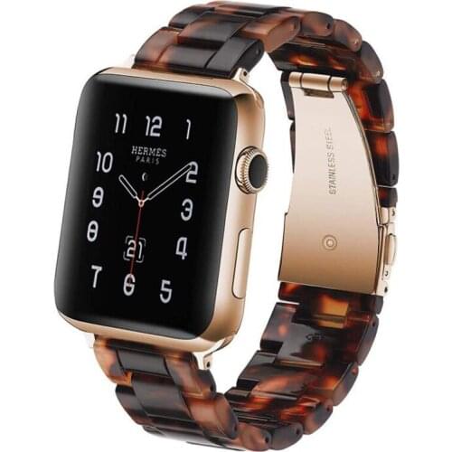 Resin Watchband for iWatch Imitation Ceramic Strap Band for APPLE Watch Band Steel Buckle Strap Wistband Bracelet