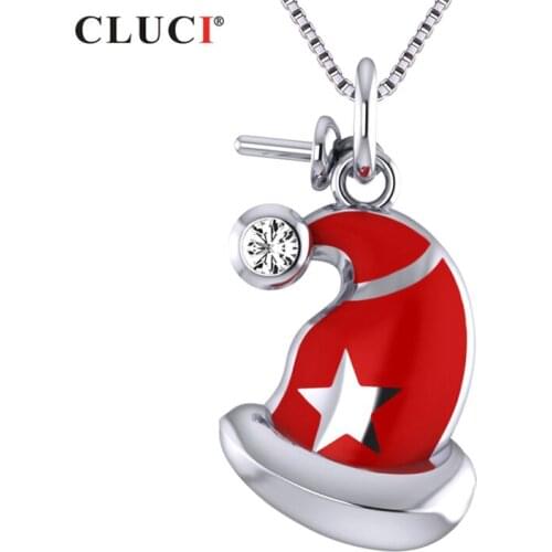 CLUCI Silver Pendant for Women Necklace Jewelry Santa Claus Hat Sterling 925 Silver Charms Christmas Pendant SP376SB-1