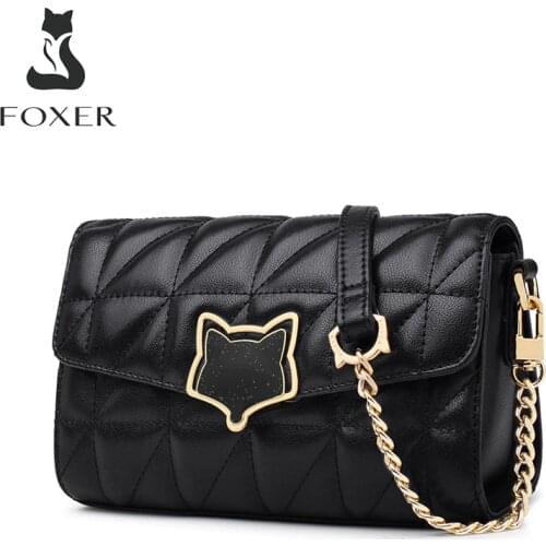 FOXER 2021 Fashion Pillow Bag Space Pad Cow Leather Women Shoulder Messenger Bags Casual Lady Handle Crossbody Bag Brand Purse