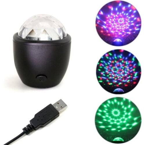 USB Disco Ball Lights, 3 Colors LED Party Lights DJ Sound Activated Rotating Strobe Light for Home KTV Wedding Dance Show