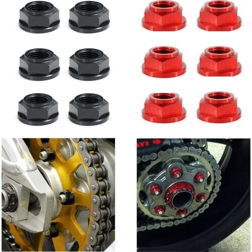 T6-7075 M10x1.25 6PCS/SET CNC Rear Sprocket Nuts For Kawasaki Ninja 250R ZZR250 EX250 Ninja 250SL Ninja 300 EX300 Ninja 400