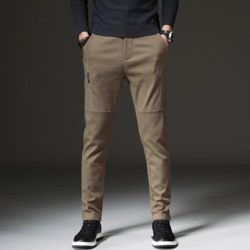 Corduroy comfortable cotton mens straight casual pants 2020 autumn winter brand clothing classic embroidery trousers