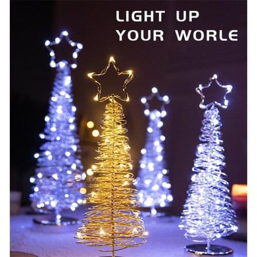 [VIP] Metal Christmas Tree Decor Desktop Ornaments Ambience Scene Layout Christmas Lights Decoration for Home Shop Props