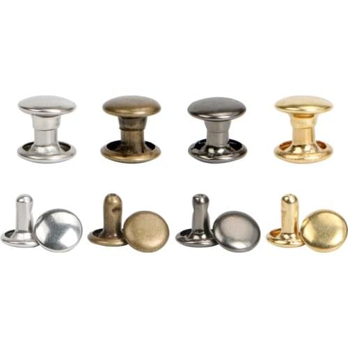 100sets 5-12mm Metal Double Cap Rivets Studs Round Rivet for Leather Craft Bag Belt Clothing Garment Shoes Pet Collar Decor
