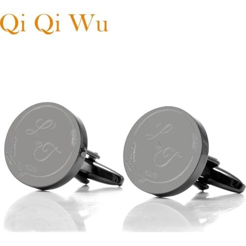 Personalised Black Mens Cufflinks Wedding Jewelry Custom Engraved Shirt Cufflink Name Lettering Cuff links Buttons Best Man Gift