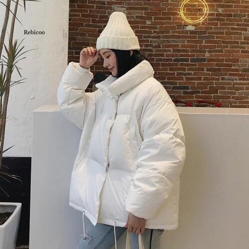 Korean Style Stand Collar Winter Jacket Women Breasted Buttons Winter coat for women Short Black Puffer jacket Parka Female