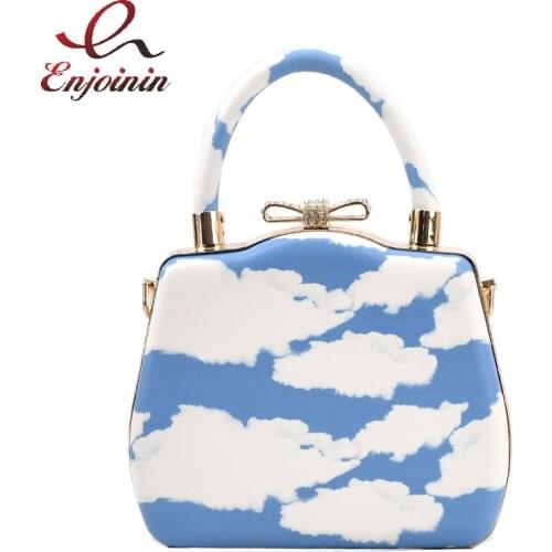 Sky Pattern Box Style Party Clutch for Women Luxury Designer Purses and Handbags Wedding Evening Bag Chain Shoulder Bag Fashion