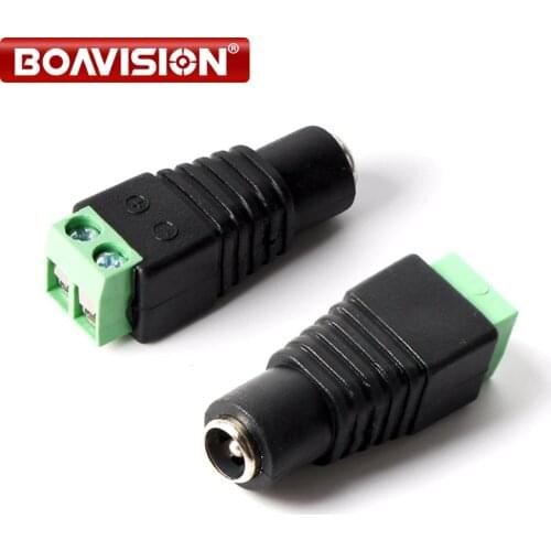 10pcs/lot Female DC Connector 5.5/2.1mm CCTV UTP DC Power Plug Adapter Cable DC/AC 2/Camera Video Balun