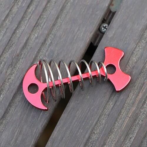 10Pcs Outdoor Deck Gap with Spring Fixed Fish Bone Nail Wood Plank Tent Windproof Drawn Rope Nail Large Red