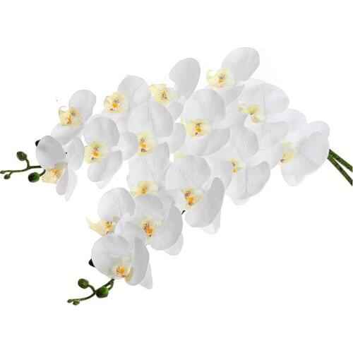 2Pcs 38inch Artificial Real Contact Orchids Flowers 9Heads Latex Phalaenopsis Stems for DIY Wedding Centerpieces,Kitchen