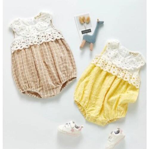 2021 Newborn Summer Kids Infant Baby Girl Clothes Jumpsuits Cute Baby Girl Sleeveless Pure Color Princess Rompers