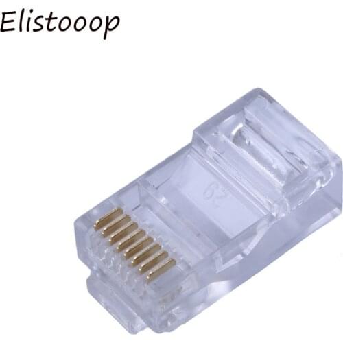 50Pcs Crystal 8Pin RJ45 Modular Plug Rj-45 Network Cable Connector Adapter for Cat5 Cat5e Cat6 Rj 45 Ethernet Cable Plugs Heads