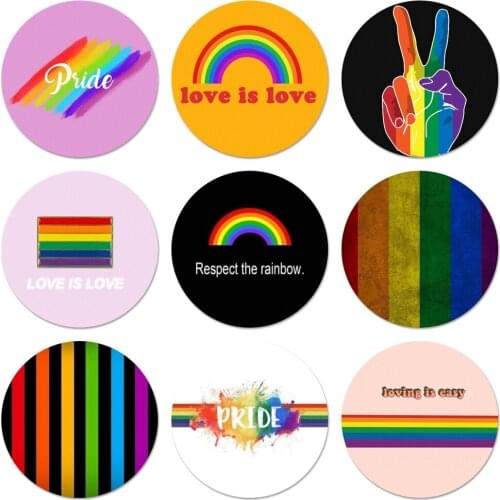 58mm Gay Lesbian LGBT Rainbow Pride Badge Brooch Pin Accessories For Clothes Backpack Decoration gift