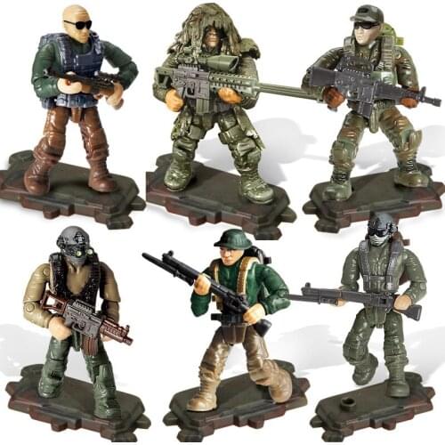 6pcs/set Military Model Building Blocks Toys Army Combat Game Model Weapons War Assembled Special Force Soldiers Children Gift