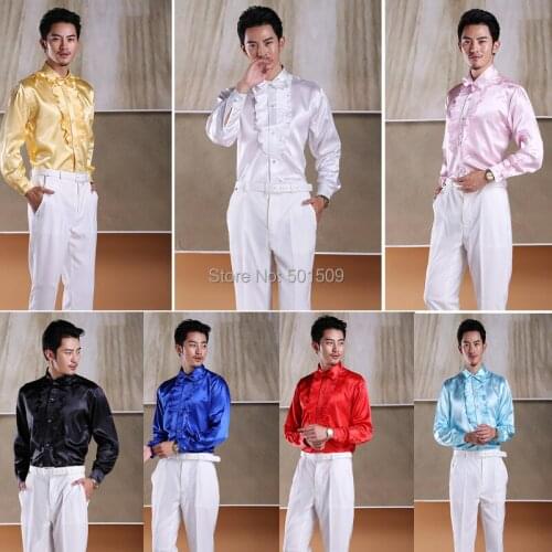 Free shipping white/black/red/blue/ ruffles tuxedo shirts party/event shirts