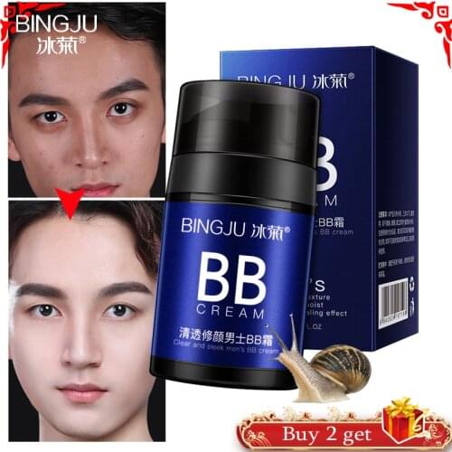 BingJu Clear and Sleek Men’s BB Cream Moisturizing Make up Whitening Natural Brightening Foundation Beauty Man Face Care 50g