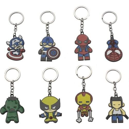 The Avengers Keychain Alloy Iron Man Spiderman Hulk Wolverine Figurines Dolls Key Chains Pendant Gift