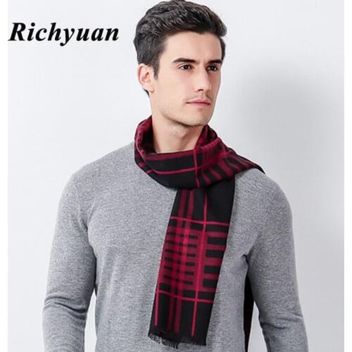 Brand Mens Winter Scarf Classic Business Warm Cashmere Plaid Scarf Soft Tassel Ethnic Shawl Wrap Winter Scarves Pashmina