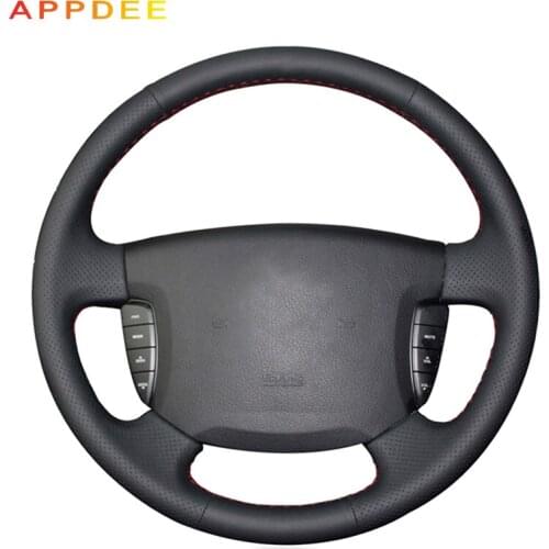 Black Artificial Leather Steering Wheel Cover for couro artificial preto para for ssangyong actyon kyron