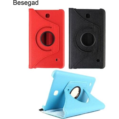 Besegad 360 Degree Rotation PU Leather Flip Case Cover Skin Shell Stand Function for Samsung Galaxy Tab 4 T230 Tab4 T 230 Gadget