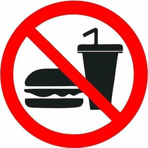 Dawasaru No Food Drink Prohibited Car Sticker Personalized Decal Laptop Motorcycle Auto Accessories Decoration PVC,13cm*13cm