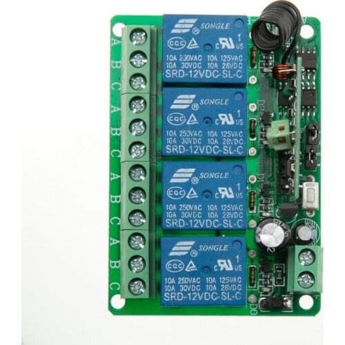 DC 12V 24V 4 CH Channels 4CH RF Wireless Remote Control Switch System Receiver,Compatible 315 / 433.92 MHz