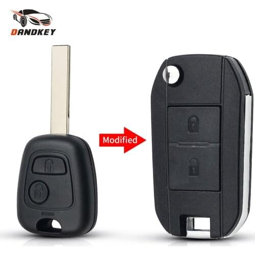 Dandkey 2 Buttons Modified Flip Folding Key Shell For Toyota AYGO For Citroen C1 C3 For Peugeot 307 Entry Remote Fob Key Case