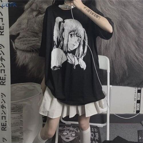 Summer Alt Clothes Aesthetic Japanese Style Anime Graphic T Shirts Women Harajuku Black Goth Tee Shirt E Girl Top Streetwear