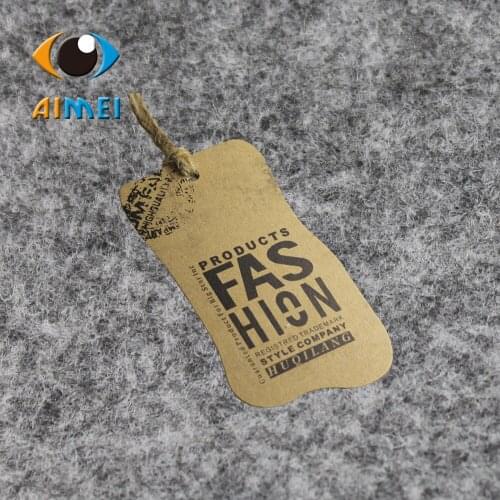 Customized 500Pcs/Lot Brown Paper Hang Tags for Kraft Paper Clothing Swing Tag for Clothes Price Labels for Bag Printed Tags
