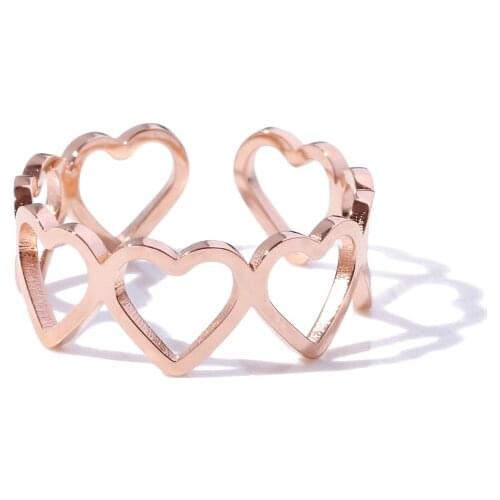 YUN RUO Simple Heart Open Ring Rose Gold Fashion 316 L Titanium Steel Jewelry Birthday Gift Woman Gift Never Fade Drop Shipping
