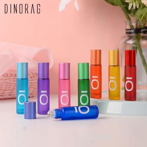 5ml/10ml Glass Spray Bottle Essential Oil Bottle Roll Ball DIY Perfume Dropper Bottle Matte 8 Pcs Color Empty Bottle Wholesale