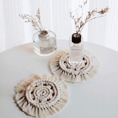 Kitchen Northern Europe Type Macrame Cup Pad Pure Handmade Cotton Braid Non-slip Insulation Mats Bohemia Tablecloth Table Mat