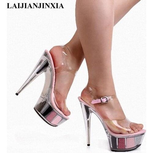 LAIJIANJINXIA New Sexy 15 CM High-Heeled Sandals Nightclub Fashion Shoes Pole Dancing Shoes Model High Heels Womens Shoes K-145