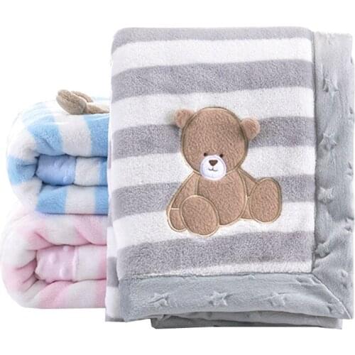 Cute Cartoon Baby Blankets Thicken Infant Bear Wrap for Newborn Kids Baby Receiving Blankets Baby Swaddle Baby Wikkeldeken