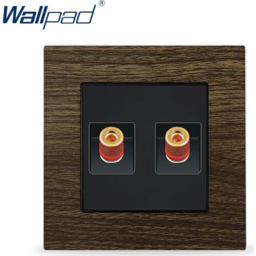 2 Pin Audio Socket Wallpad Luxury Wood Design Metal Panel Electric Wall Electrical Audio Outlets For Home