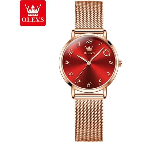 2021 NEW OLEVS Luxury Women Watches Rose Gold Steel Strap Female Clock Quartz Wristwatch Fashion Ladies Watch relogio feminino