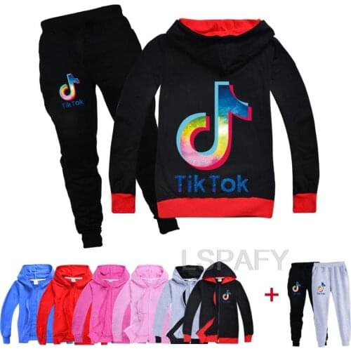 New Boys Girls Clothing Sets TIK TOK Children Active Jackets Zipper Coat Pant Set Kids Clothing Autumn Sports Suit Tracksuit