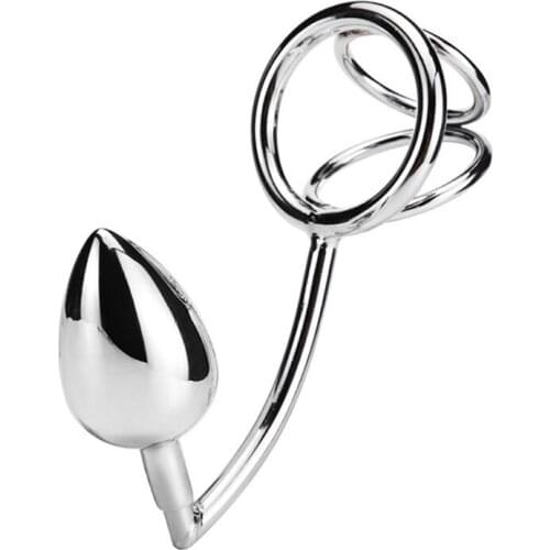 New Arrival Detachable Anal Plug Penis Ring Dick Stretcher Anus Butt Plug Sex Toys For Men Masturbators Metal Cock Ring Anal Toy