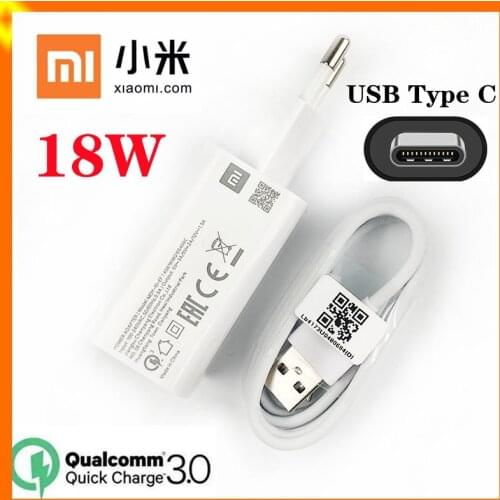 XiaoMi redmi Note 7 Charger Original QC3.0 18W Fast Travel usb type-c quick charge adapter for Mi 9 8 6 Note 10 RedMI 8 K20 K30