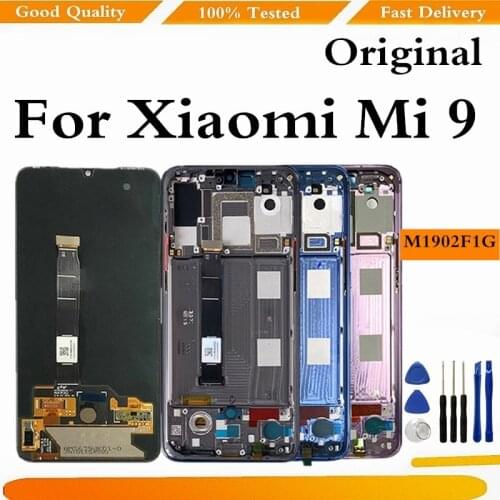 Original LCD For Xiaomi Mi 9 LCD Display Touch Screen Digitizer Assembly With Frame For Xiaomi Mi9 M1902F1G Display Screen