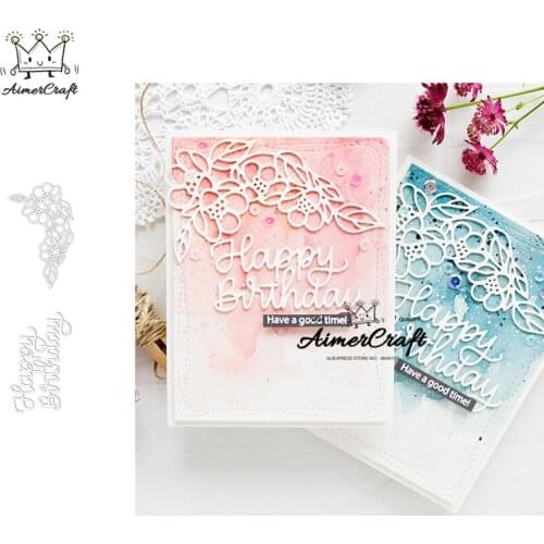 Happy Birthday Flower Metal Cutting Dies Scrapbooking Stencil For DIY Paper Card Decorative Embossing Die Cut Craft New 2019
