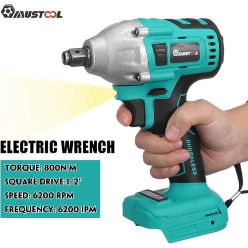MUSTOOL Brushless Electric Screwdriver Cordless Impact Wrench 800N.m Torque Wrench Power Tools for Makita 18V Battery